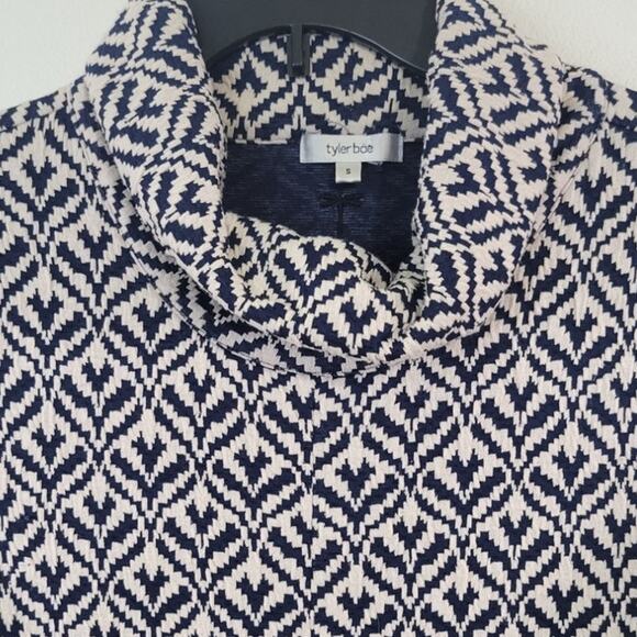 Tyler Boe Dress Womens Small Cowl Neck Blue & White Dress Classic Preppy Sleek - Picture 6 of 10